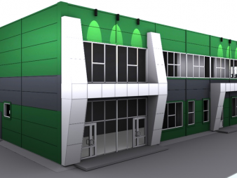 Торгово-офисное здание из сэндвич-панелей