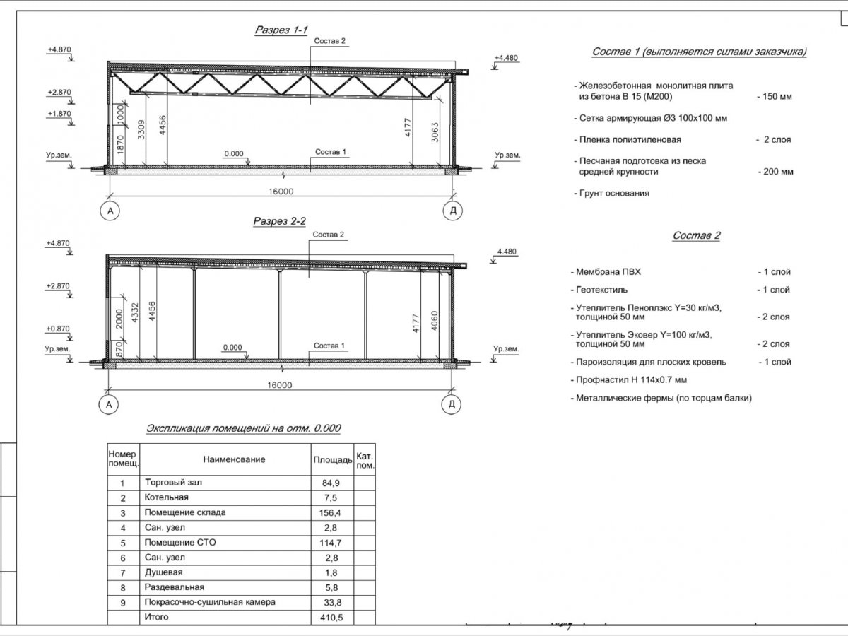 Планировка СТО из сэндвич-панелей -  фото 2