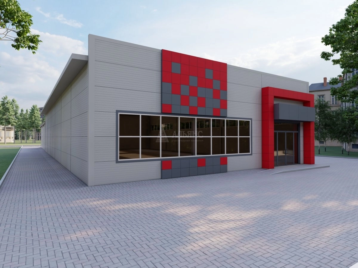 3D визуализация Магазин из сэндвич панелей с холодным складом - фото 2
